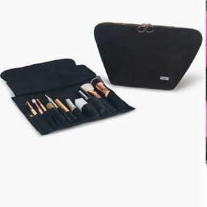 Kusshi Black Makeup Brush Roll & Cosmetic Bag Set